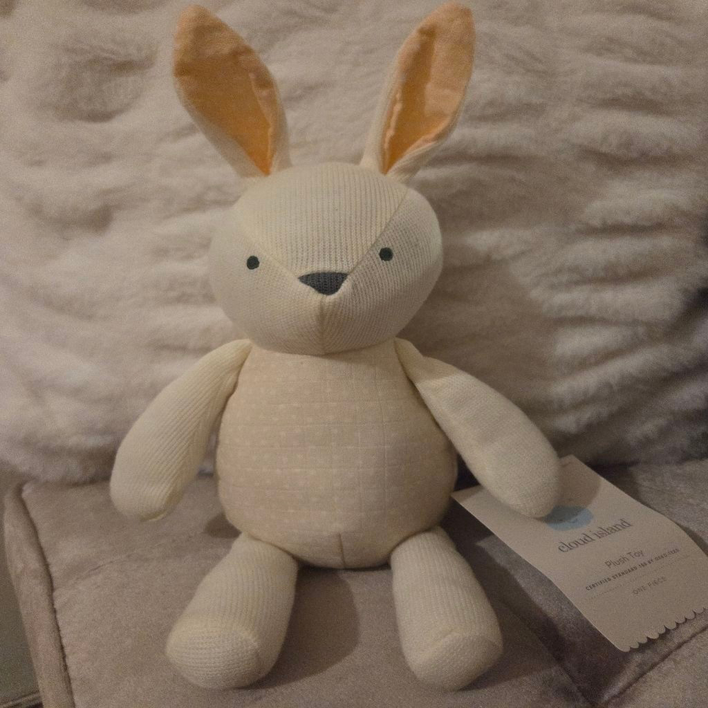 Baby Cloud Island Off-White Orange Bunny Plush Toy One Size